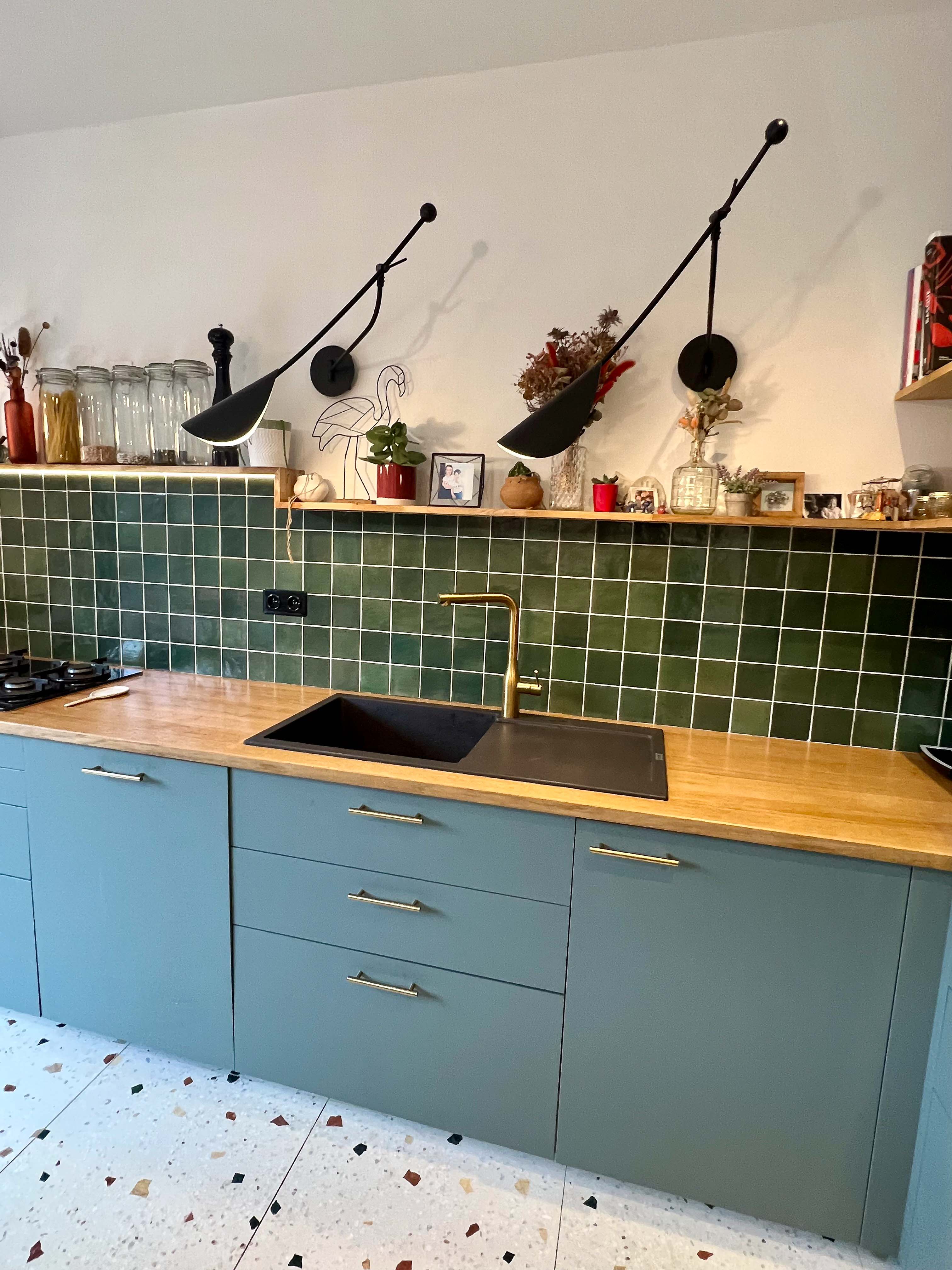 Projet Rao 78 - Celine Exposto - Decoratrice d interieur - Paris IDF - cuisine zellige vert