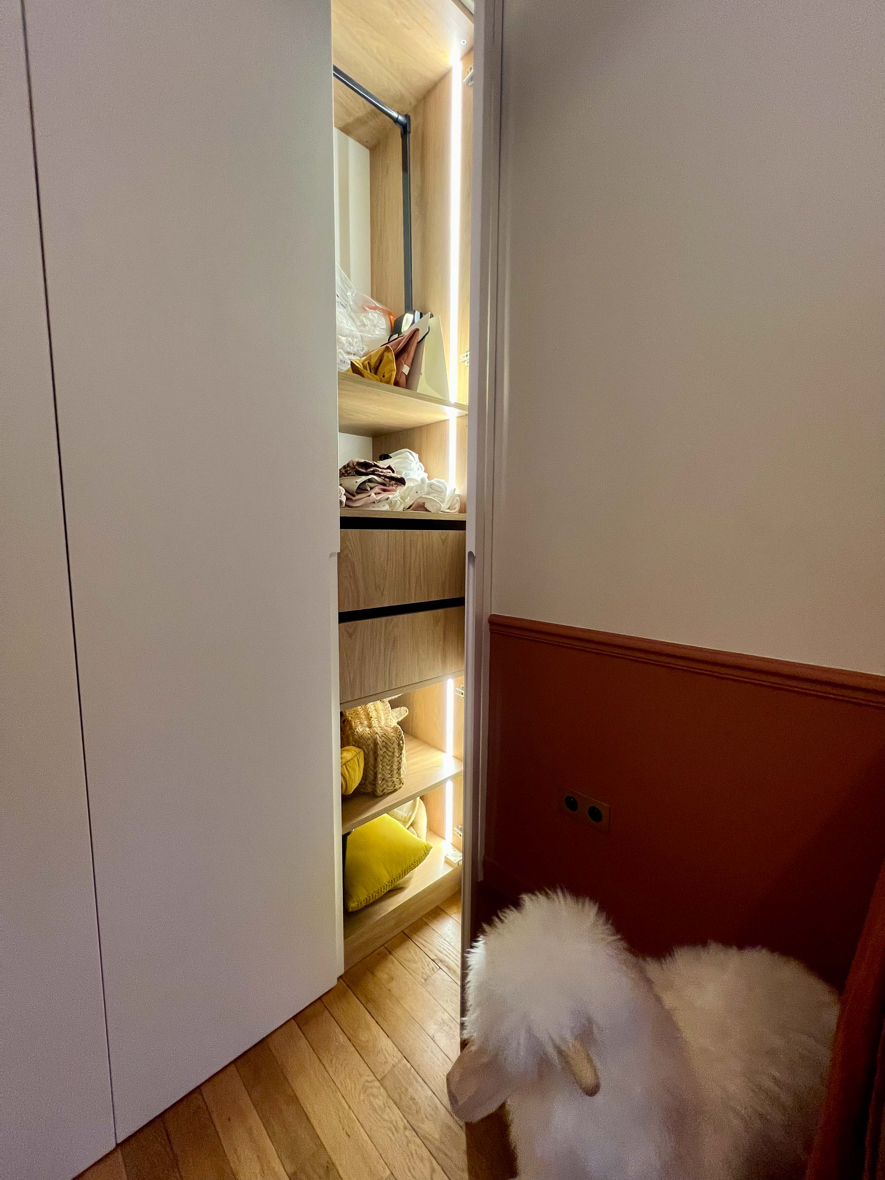 Celine Exposto - Projet LEV 75017 - Decoration Interieur - chambre d'enfant petite fille - penderie sur-mesure