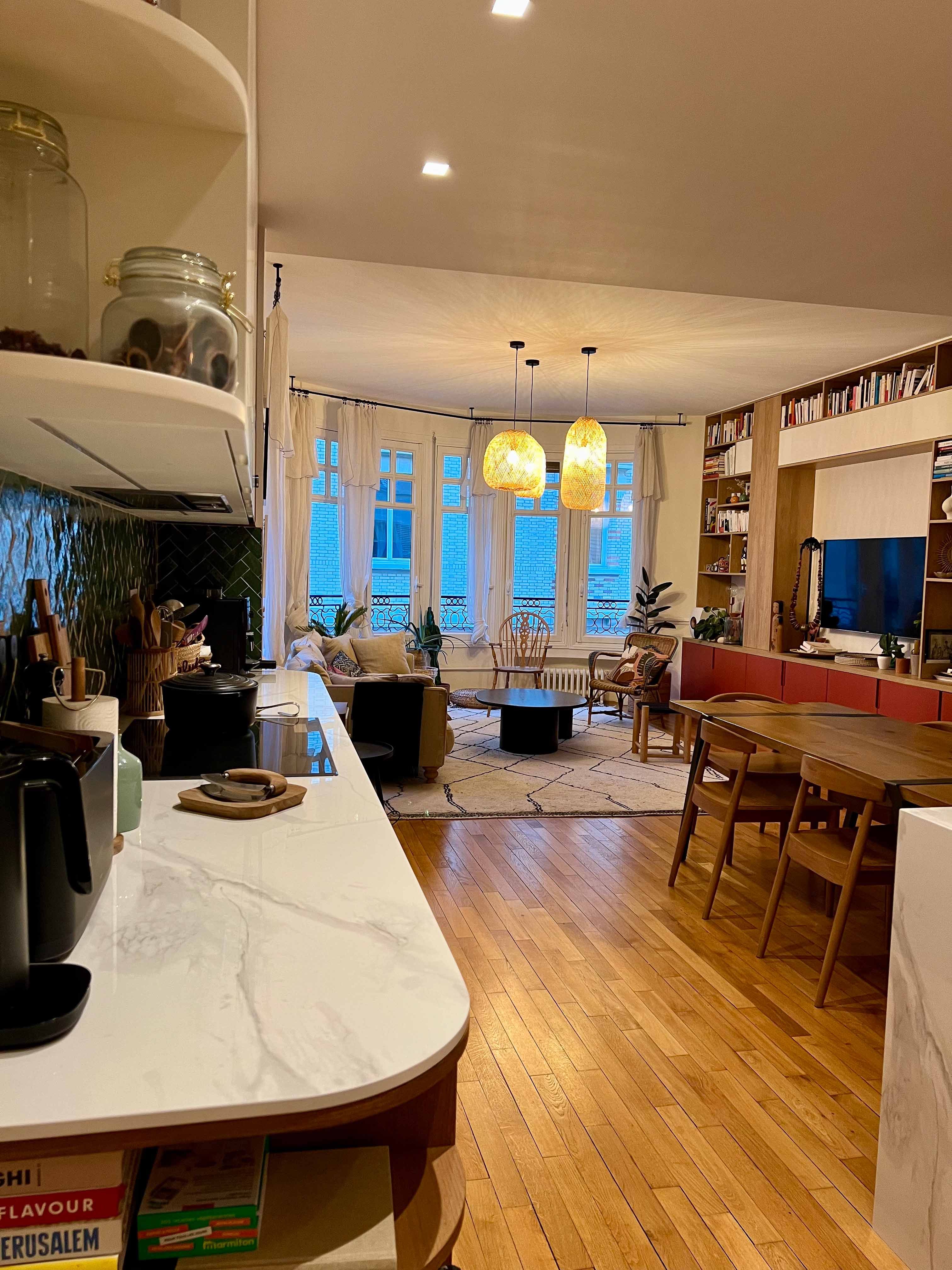 Celine Exposto - Projet LEV 75017 - Decoration Interieur - salle à manger salon cuisine