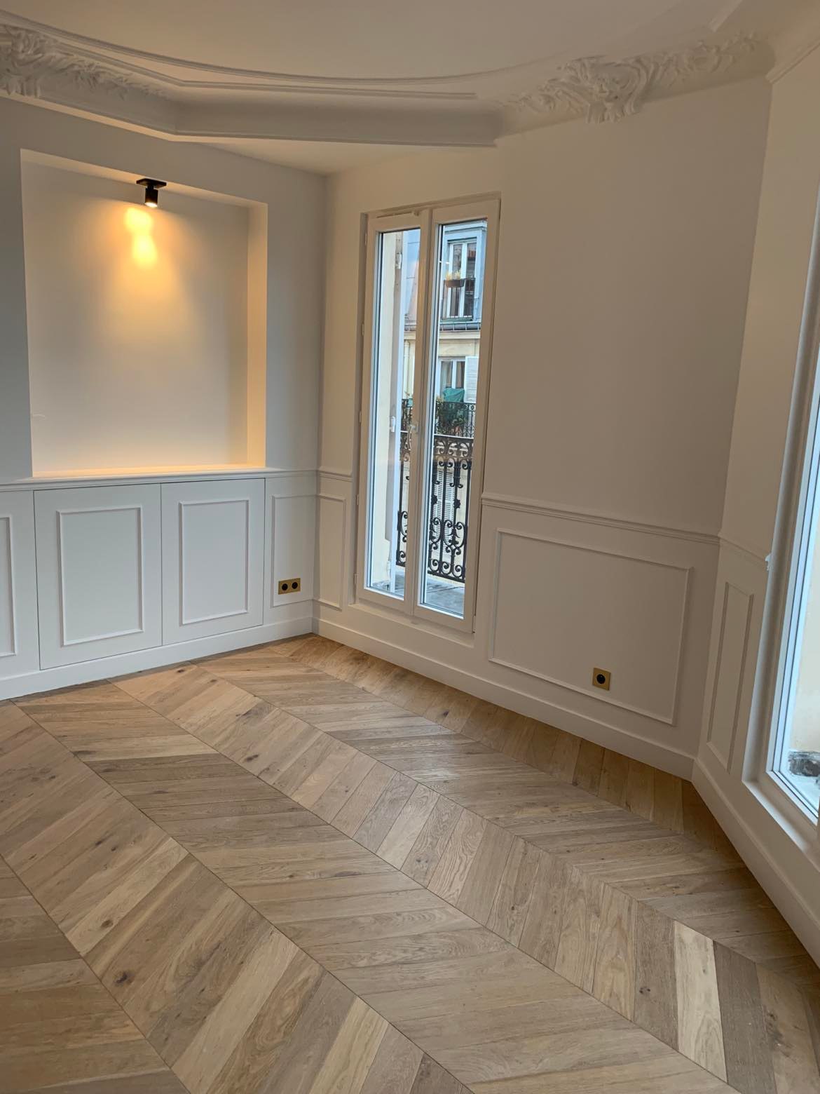 Projet ANA 92300 - Celine Exposto - Architecture d interieur - soubassement parquet alcove